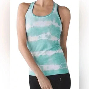 Lululemon Heathered Tranquil Blue Tie Dye Swiftly Tech Racerback Tank Size 4